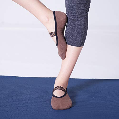Yoga Socks with Non Slip Grips & Leopard Strap, Perfect for Pilates, Barre, Ballet, Barefoot training4