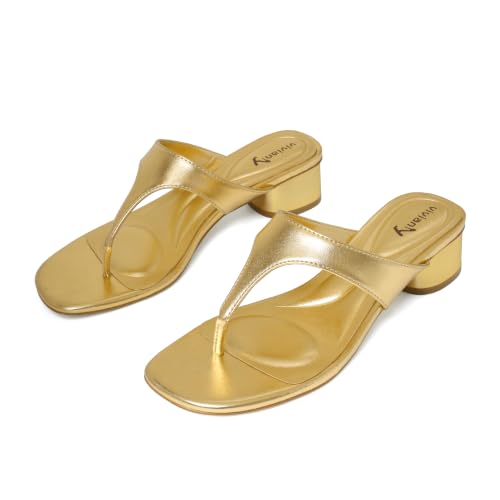 Image of vivianly Women's Suede Low Chunky Block Heel Flip Flops Square Toe Thong Heeled Sandals Casual Slip On Mules for Work Beach Casual Outings