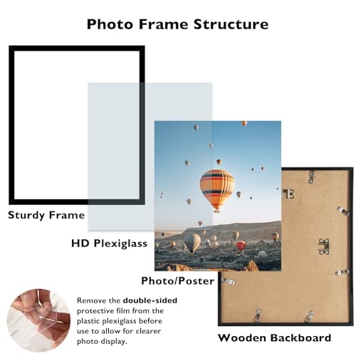 Image of JCJMY 16x18 Picture Frame Black for Poster Photo Picture, Horizontal and Vertical Formats for Wall Hanging, 16 x 18 Wall Gallery Poster Photo Frame for 16 by 18 Photos Posters, Black