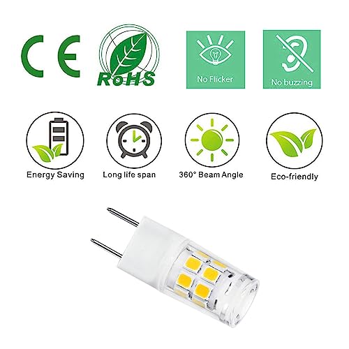 Image of G8 LED Bulb 3W, WB25X10019 Halogen Bulb 20W Replacement for GE Microwave Oven Light, T4 JCD Type G8 Bi-Pin Base, 120 Volt, Daylight White 6000K, 2-Pack