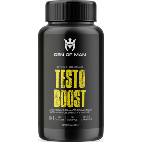 Den of Man Multivitamin Natural & Herbal Testo Booster for Men Herbal Supplement for Mens Health Energy Support Muscle Strength Stamina and Workout Recovery 60 Capsules