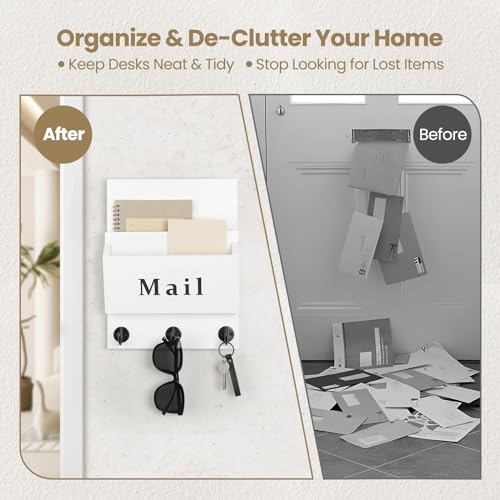 Mail-and-Key-Holder-Wall-Key-Holder-with-2-Mail-Organizer-Slot-and-3-Hooks-Decorative-886-x-1142-Mail-Holder-Real-Paulownia-Wood-with-Keyhole-Brackets-Hardware-and-Instructions