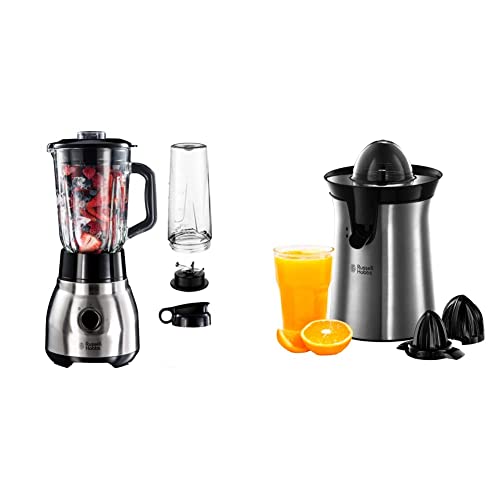 Russell Hobbs Batidora de Vaso 2 en 1 600 W Jarra de Cristal, Vas...