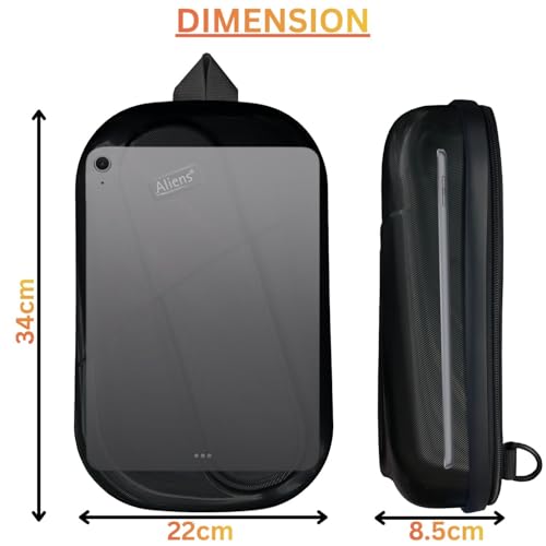 Image of Tukzer ABS Hard Shell Sling Bag Aliens Series 180Open Crossbody Side Shoulder Bag for Mens, Women, Office,Travel,Everyday Mini Backpack for iPad,Tablet,Smartphone,Charger,Headphone,HDD,Camera(01-BLK)