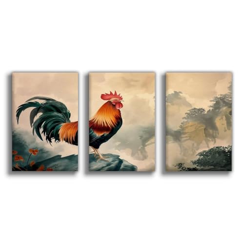 Impression toile coq aquarelle pour créer un salon chaleureux