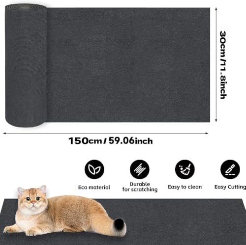 Jyvex Katz Kratzmatte Selbstklebend, Kratzbretter Kratzschutz Sofa, Trimmbare Kratzmatte, DIY Kratzbrett für Möbel und Couch Schutz (Dunkelgrau)