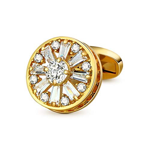 Viilock 18K Gold Plating Crystal Cufflinks For Men Wedding Gift Mens Cuff Links #TOP3