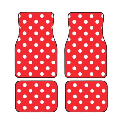 Alfombrillas para coche que no se mueven juego de neopreno rojo con lunares de 4 piezas