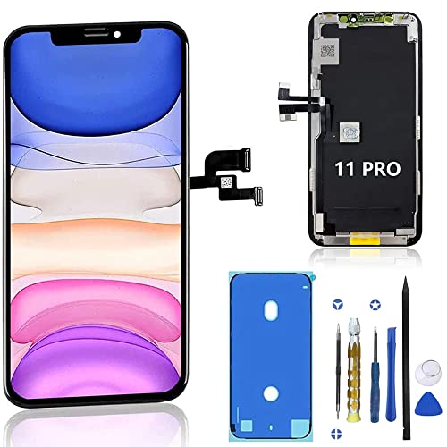 ZOETEC Reemplazo de pantalla para iPhone 11 Pro 5.8 pulgadas (modelo A2160, A2217, A2215) OLED y panel táctil pieza de montaje con pantalla táctil completo kit de reparación impermeable adhesivo Cover