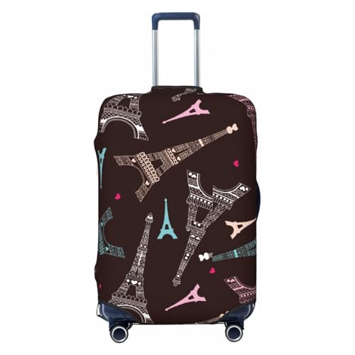 Eiffel Tower Print Luggage Cover Elasticated Suitcase Covers TSA Approved Stylish Scratch Washable Resistant Case Protector for Kids and Adults