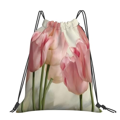 Sac à dos tulipes roses à cordon pour une touche de douceur bucolique