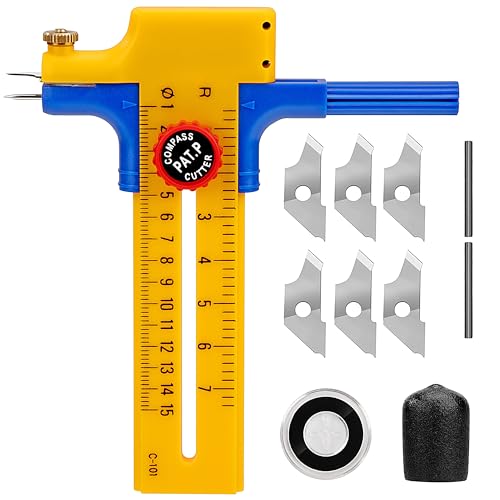 Brújula Cortador de Círculos, Cortador de Círculo Papel Preciso, Compass Circle Cutter, Herramienta de Corte de Dibujo Redondo Ajustable, Para Cortar Cuero, Papel, Tela, Película