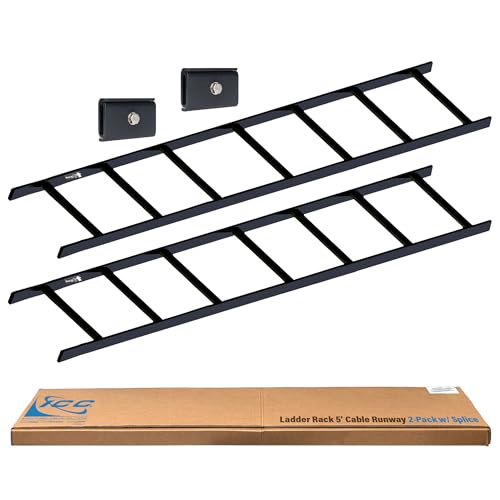 ICC Cable Runway Rack 5' Straight Section, 16-Gauge Steel, Made in USA, 2-Pack with End Splice Kit