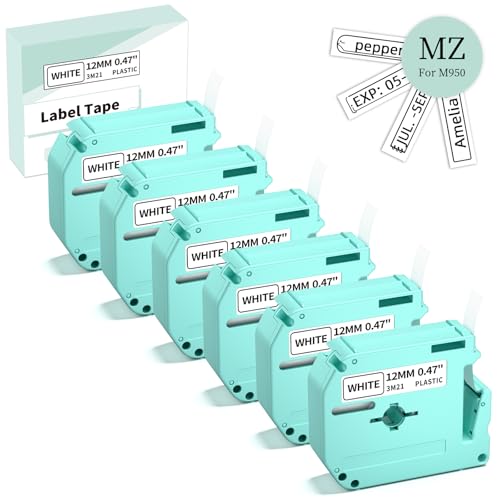Rubans adhésifs MK231 pour étiqueteuse cassette de marquage 12mm noir sur blanc