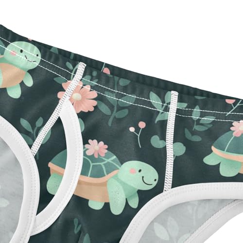 Wusikd Cute Turtles Boys' Underwear Cotton Flowers Boys Briefs Soft Toddler Underwear 2T4