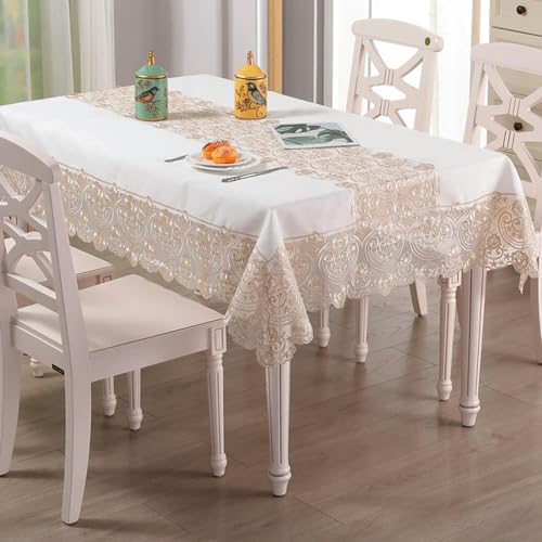 Nappe en Dentelle Blanche Facile à Nettoyer pour Table à Manger Rectangulaire - 2