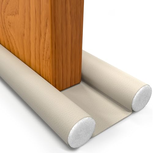 HOGARLAX® Burlete Puerta Entrada, Burlete Bajo Puerta, Burletes para Puertas Exterior e Interior, Aislante Térmico Frío y Calor, Aislante Acústico, Impermeable, Adaptable hasta 93cm (1, Beige)