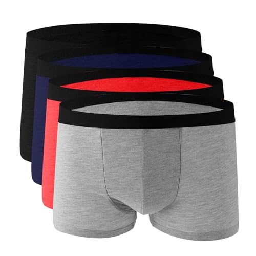 Plain Underwear for Men 4 Pack Cotton Stretch Boxer Briefs for Women Multipack Breathable Soft Trunks2