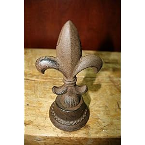 MIABE- Large Cast Iron Supplies for Fleur DE LIS Finial Garden Statue for Home Decor Rustic Ranch Saints. MIABE Large Cast Iron Supplies for Fleur DE LIS Finial Garden Statue for Home Decor Rustic Ranch Saints
