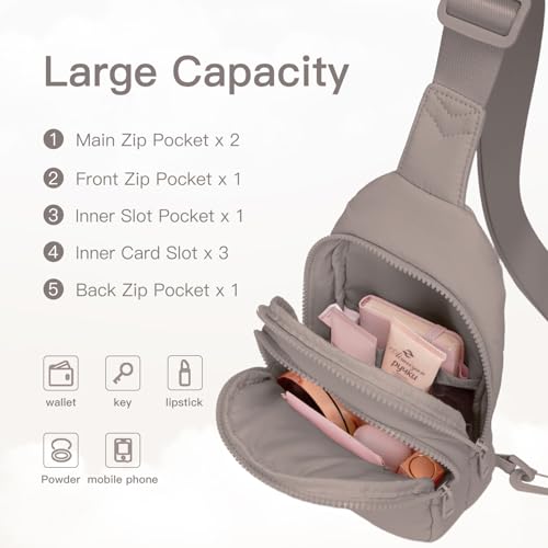 Image of Viverte Quilted Puffer Crossbody Bags for Girls Gifts for Teen Girls Sling Bag Lightweight Cross Body Bubble Purse Shoulder Bag for Travel (Dark Gray)