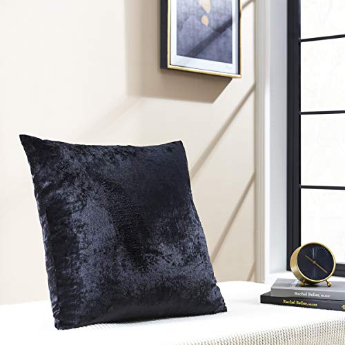 Gigizaza Black Velvet Decorative Throw Pillow Covers Cushion Cover Set Of 4 Yellow Luxury Pillow Cases For Sofa (20X20Inch(50X50Cm)-4Pcs, Black) #TOP5
