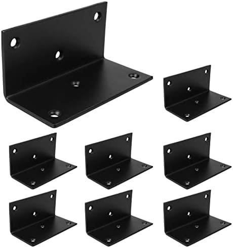 8 PCS 2x4'' Black L Steel Corner Braces 90 Degree Angle Brackets Shelf Furniture Repairing DIY (CB01)