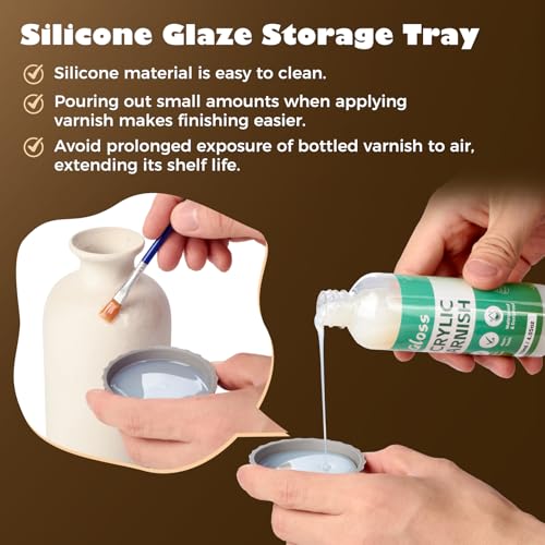 Sovol 480ml Air Dry Clay Glaze with 8 Brushes Silicone Tray, Gloss & Matte Clay Varnish to Avoid Clay Wear, Cracking, Scratches for Air Dry Clay, Polymer Clay, Resin Crete, Pottery, Acrylic Paint - Image 4