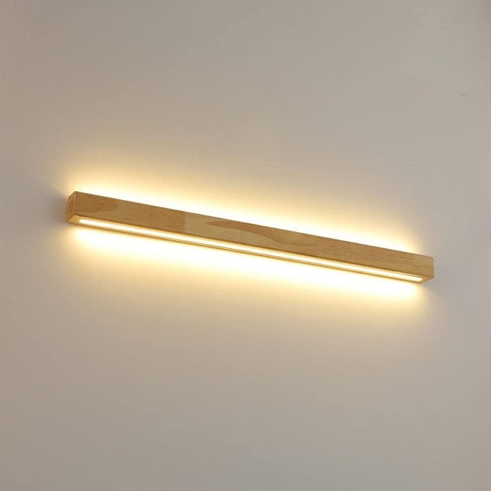 SHESRA Modern Bathroom Vanity Light Wood Linear Wall Light Long LED Wall Sconce Up Down Wooden Wall Light Fixture Wabi Sbai Bedside Deco Sconces for Bedroom Hallway Living Room, Hardwired (Color : 3