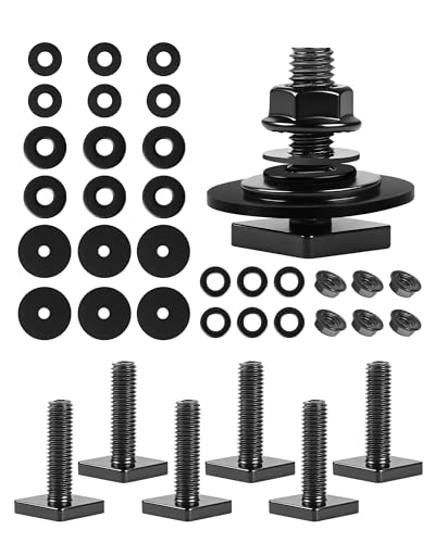 Image of T Slot Bolts for Roof Rack Cross Bars, Platform, Cargo Basket, Stainless Square T Track Bolt Adapter to Secure Bike /Ski /Kayak Rack, Solar Panel, Awning, 4mm Thick