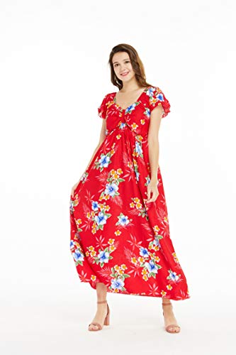 Image of Matchable Family Hawaiian Luau Men Women Girl Boy Clothes in Hibiscus Red