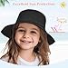 Kids Sun Hat Toddler Summer Outdoor Beach Sun Protection Black Bucket Hat for Girls Boys 2-7 Years