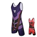 FISTRAGE Wrestling Singlet For Men & Women Powerlifting Body suit (Purple Ladies, Small)