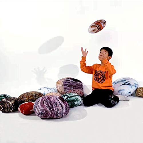 Image of 10 Pieces Set Soft Rock Pillow Covers for Kids Stone Throw Pillow Covers for Gaming Room Decoration Pillows Case Floor Cushions Set Rock with Zipper