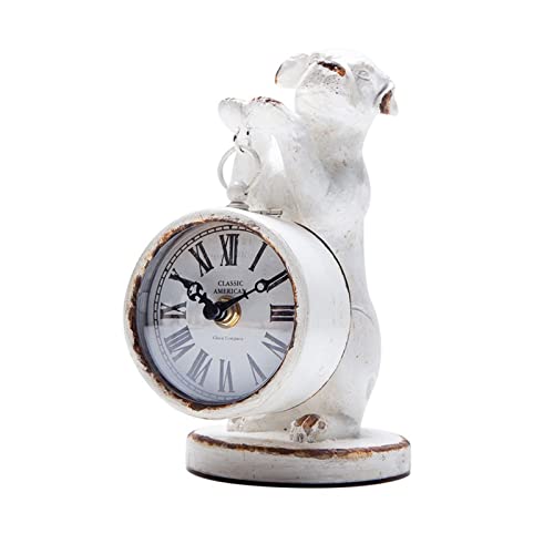 Reloj de sobremesa de cuarzo con escultura de perro decorativa vintage para mesita de noche 2