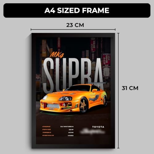Image of Supra MK4 Poster | Framed MK4 Supra Poster A4 Sized (31 x 23 cm) | JDM Car Posters for Wall, Gift for Boys, Hypercar Frames | Japanese Car Posters for Wall, Bedroom, Hostel, Study Area, Hostel (F 058)