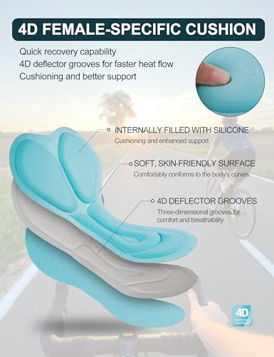 Inbike Women'S Cycling Underwear 4D Padded Bike Shorts For Bicycle Rode Biking Spinning Bike Blue thumb #3