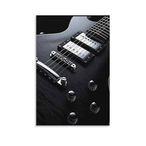 Impression sur toile guitare noire de style moderne pour décoration de bureau et maison