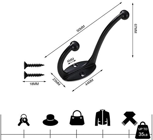 Coat Hooks Bosdontek 10 Pcs Clothes Hooks Vintage Antique hat Wall Mounted Hook for Kitchen Bathroom Bedroom (Black)