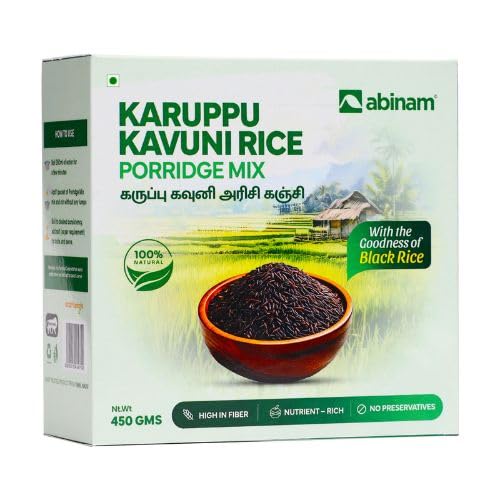 Karuppu Kavuni Rice Porridge Mix 450g (30g x 15 Sachets) | Traditional Black Rice Kanji Mix | Ready-to-Cook | No Preservatives | Natural Breakfast & Diet Food-image-3