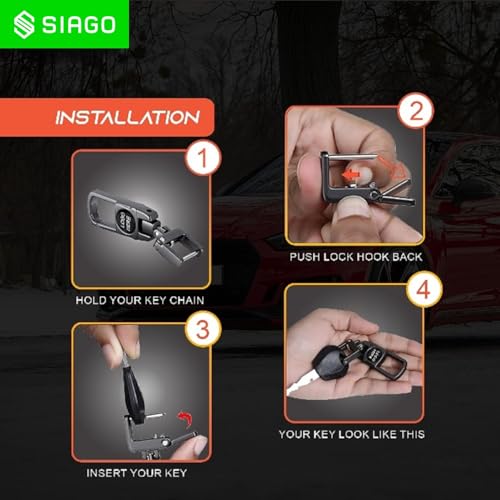 Image of SIAGO Premium TPU Car Key Cover and Metal Keychain Compatible with Kia Carnival 5 Button Flip Key (Grey)