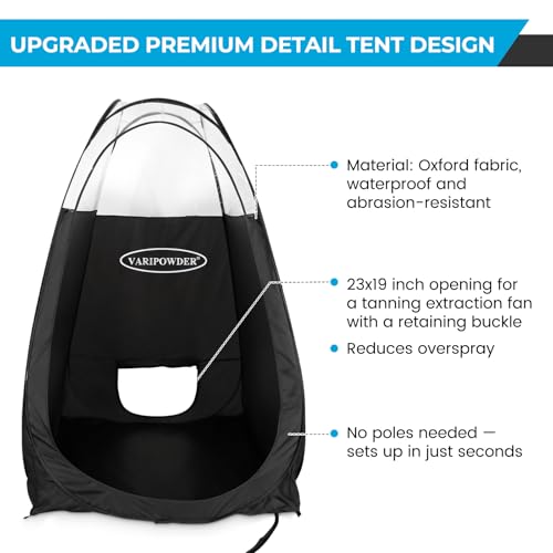 VARIPOWDER Portable Spray Tan Tent, Pop Up Self Tanning Tent Booth Professional Self-Tanners Large Tanner Spray with Carry Bag for Salon&Home Black