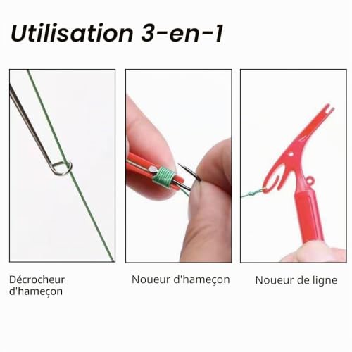 SEIWEI Lot de 4 outils de fixation de pêche en acier inoxydable pour enlever les hameçons, dégorgeoir de dégorgeur, outil de pêche polyvalent pour un retrait facile des nœuds – vue 5