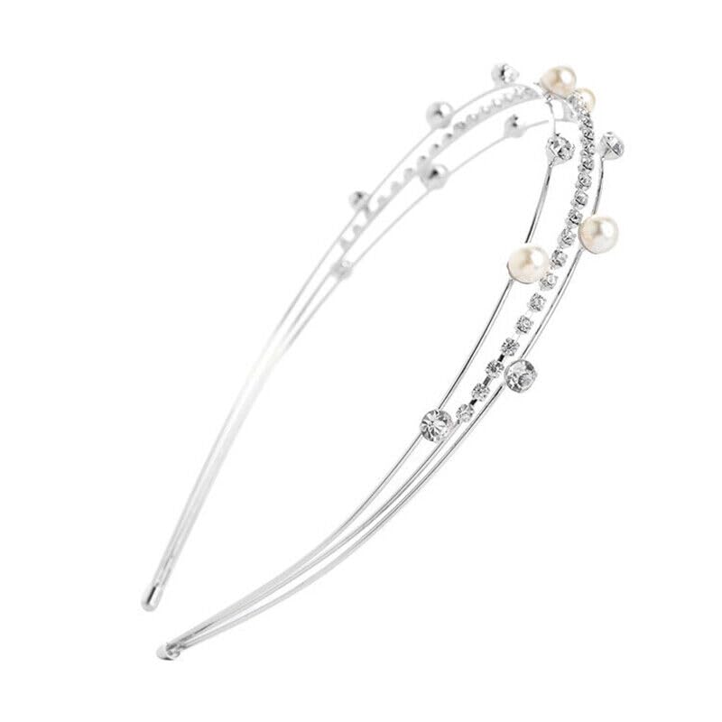 el regalo Fancy Party 3 Layers Hairband for Girls & Women - Bridal, Wedding Party Pearl AD Hairband (Silver)-picture-16