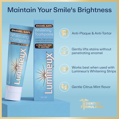 Image of Lumineux Teeth Whitening Toothpaste 6 Pack Peroxide Free Enamel Safe for Sensitive Whiter Teeth, Fluoride Free, No Alcohol, Artificial Colors, SLS Free Dentist Formulated - 3.75 Oz