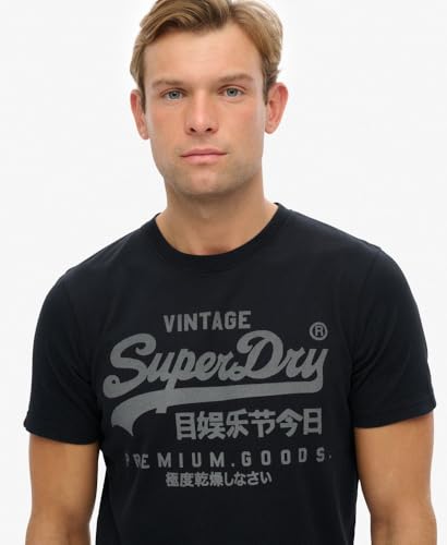 Superdry Para Hombre. M1012326A Camiseta Vintage Logo Classic Marino (L), AlgodóN, Manga Corta - 3