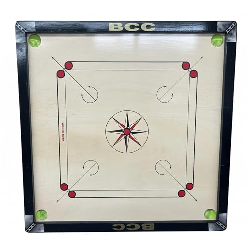 Carrom Board with Coins Striker & Bori Powder Smooth Surface Professional Quality Wood Frame Sealed Pockets Water-Resistant (Black 32)