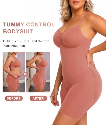 Image of SHAPERX Shapewear for Women Tummy Control Bodysuit Mid Thigh Body Shaper Shorts for a Lifted Look