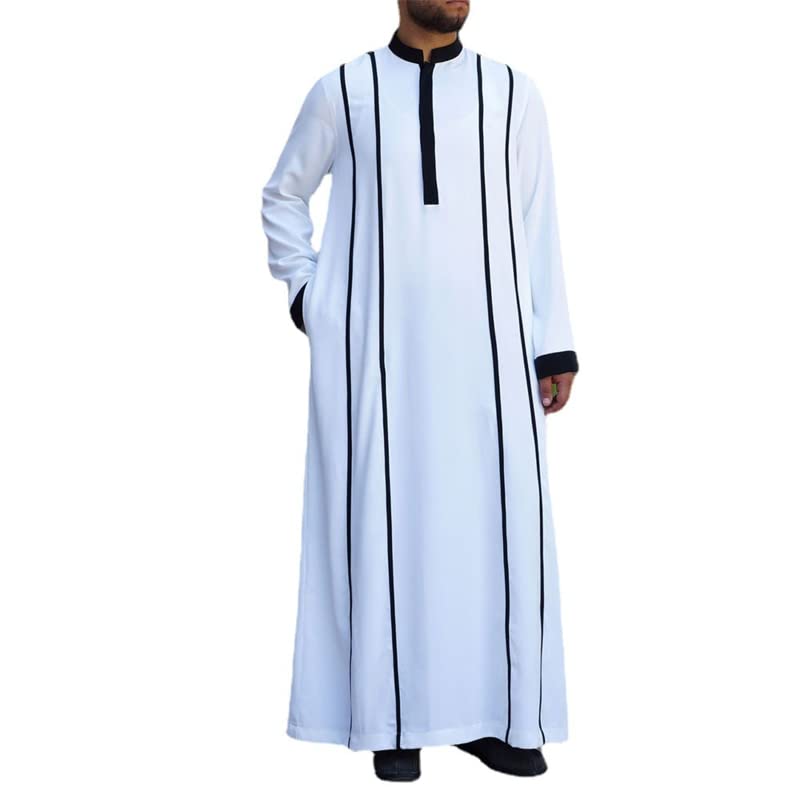 Traditional Muslim Clothing Eid Middle East Jubba Thobe Men Thobe Men Robes with Long Sleeves Round Collar Robes Gifts