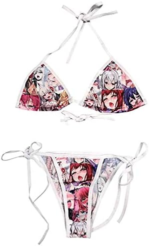 Ahegao Face String Bikini Lolita Japanese Manga Sexy Lingerie Anime Bra and Thong Set