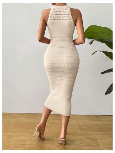 GORGLITTER Women's Sleeveless Sweater Dress Fall Wedding Guest Dresses 2025 Knit Halter Bodycon Midi Dresses3